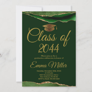 Invitation Classe de 20XX - Green and Gold Graduation Party