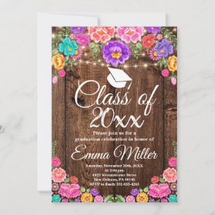 Invitation Classe de 20XX, Parti de Graduation Florale Mexica