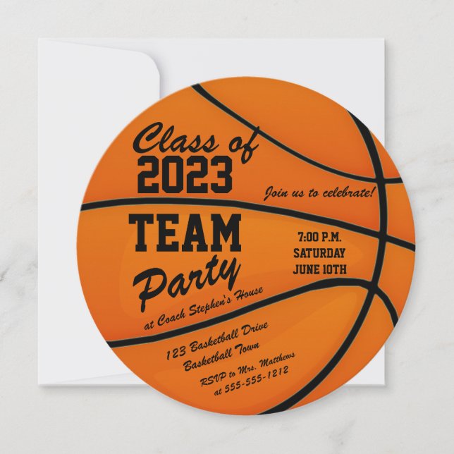 Invitation Classe de basket-ball de l'équipe 2023 (Devant)