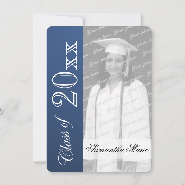 Invitation Classe de Bleu Graduation Photo (Devant)