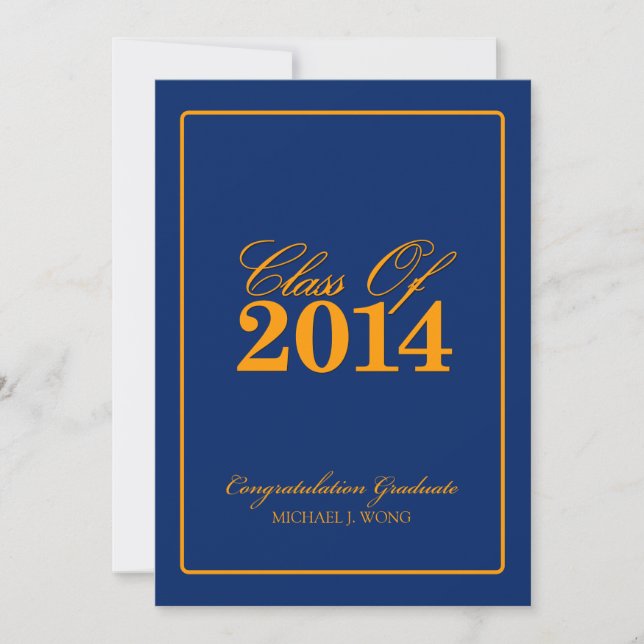 Invitation Classe de bleu royal et d'orange de 2014 (Devant)
