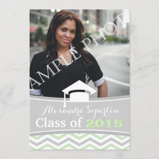 Invitation Classe de chevrons gris 2015, chapeau de graduatio