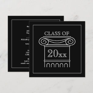 Invitation Classe de diplômes Année Élégante Noir blanc moder
