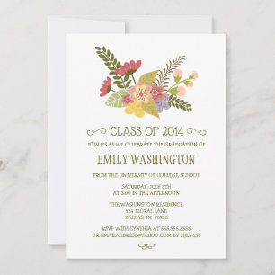 Invitation Classe de fête de graduation de bouquet de fleurs 