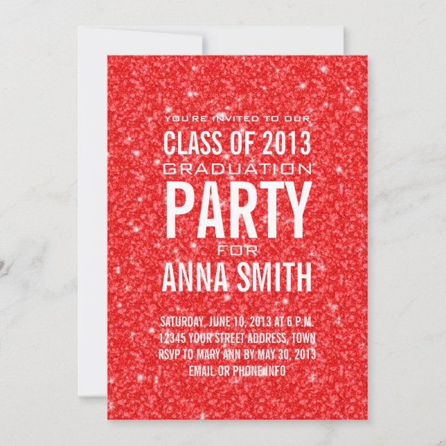 INVITATION CLASSE DE FILLES DE 2013| PARTIES SCINTILLANT ROUG (Devant)