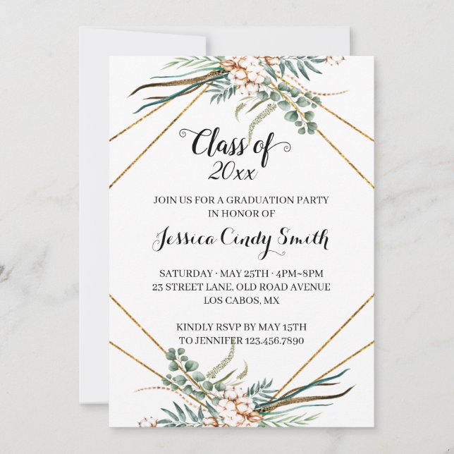 Invitation Classe de géométrie Boho de verdure 2019 (Devant)