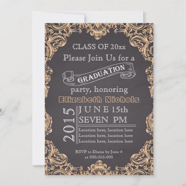 Invitation Classe de graduation 2015 de la pêche en tableau n (Devant)