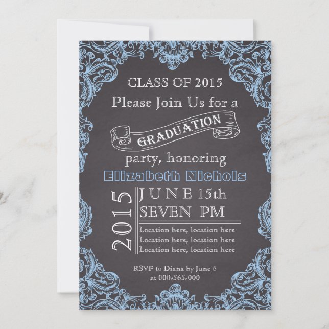 Invitation Classe de graduation bleu 2015 (Devant)