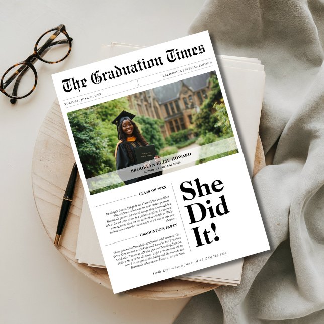 Invitation Classe de graduation budgétaire 2025 Photo journal (Créateur téléchargé)