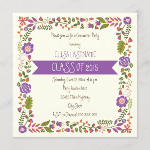 Invitation Classe de graduation de la frontière fleurie viole