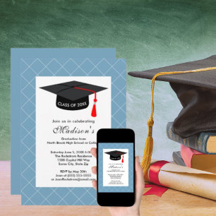Invitation Classe de graduation en bleu clair de Casquette no