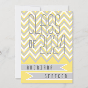 Invitation Classe de graduation moderne chevron jaune 2024