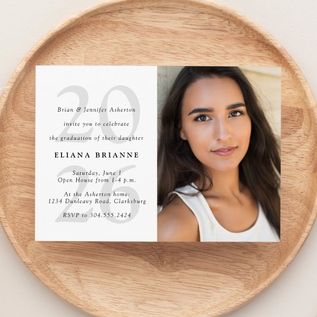 Invitation Classe de graduation photo noir blanc 2025 simple (Créateur téléchargé)