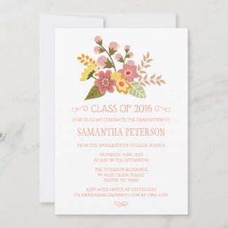 Invitation Classe de la fête de graduation du bouquet floral