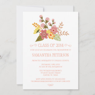 Invitation Classe de la fête de graduation du bouquet floral