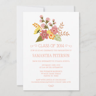 Invitation Classe de la fête de graduation du bouquet floral