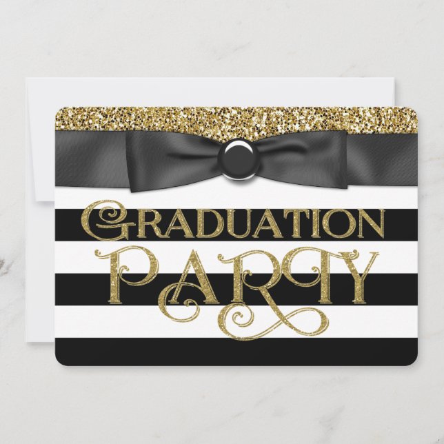 Invitation Classe de Parties scintillant d'or de 2015 Graduat (Devant)