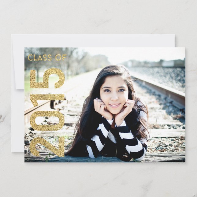Invitation Classe de Parties scintillant d'or de 2015 Graduat (Devant)