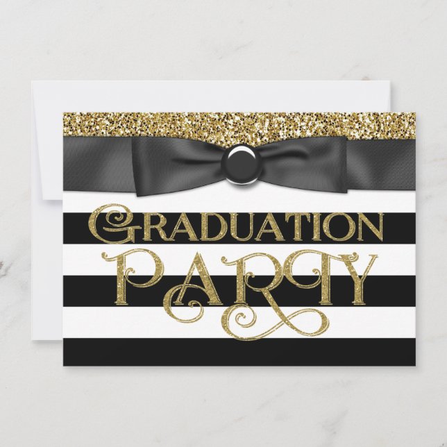 Invitation Classe de Parties scintillant d'or de 2015 Graduat (Devant)