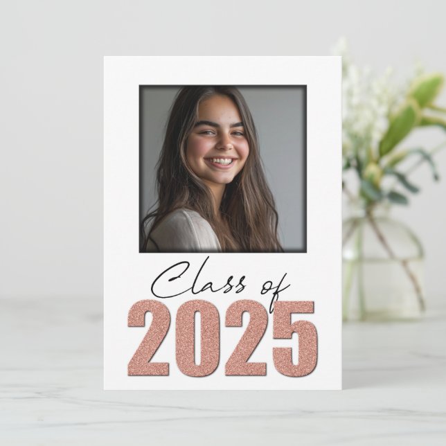 Invitation Classe de Parties scintillant d'or rose de 2025 Ph (Debout devant)