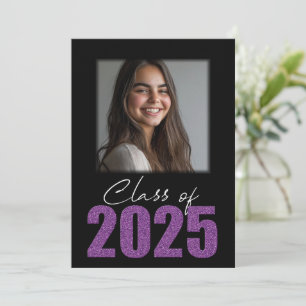 Invitation Classe de Parties scintillant violette de 2025 Pho