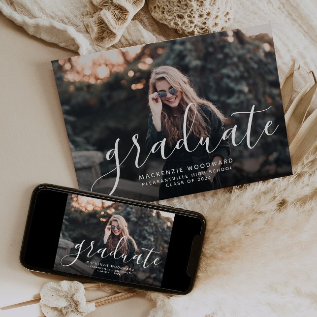 Invitation Classe de photo de 2024 White Overlay Graduation P (Créateur téléchargé)