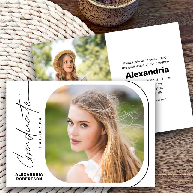 Invitation Classe de photo de script moderne de 2025 Graduati (Créateur téléchargé)