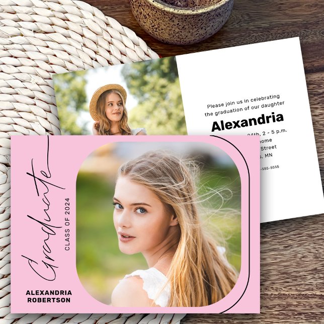 Invitation Classe de photo de script moderne de 2025 Graduati (Créateur téléchargé)