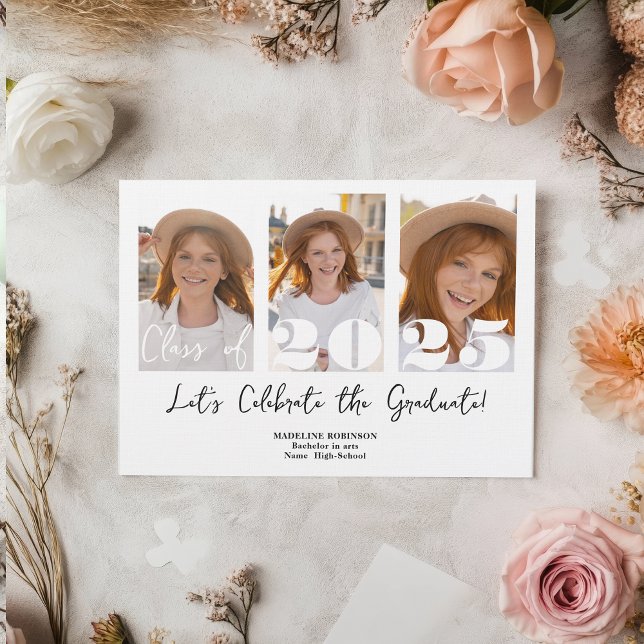 Invitation Classe de photo Modern Script Graduation Party 5 (Modern Script Graduation Party 5 Photo Class Invitation)