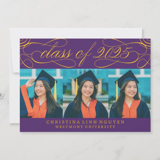 INVITATION CLASSE DE SCRIPT ÉLÉGANTE DE DIPLÔME PHOTO 2025 (Devant)