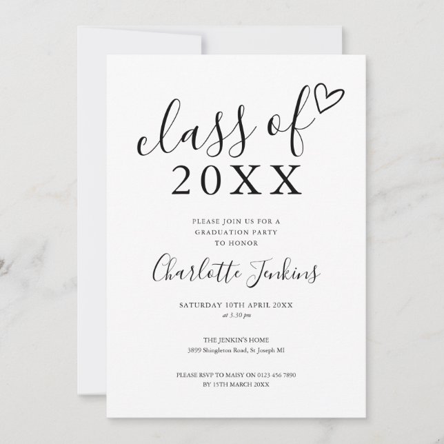 Invitation Classe de Script Heart Graduation Party (Devant)
