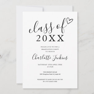 Invitation Classe de Script Heart Graduation Party