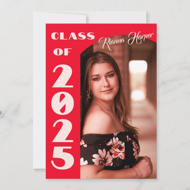 Invitation Classe De Script Retro Chic De 2025 Photo Grad Par (Devant)