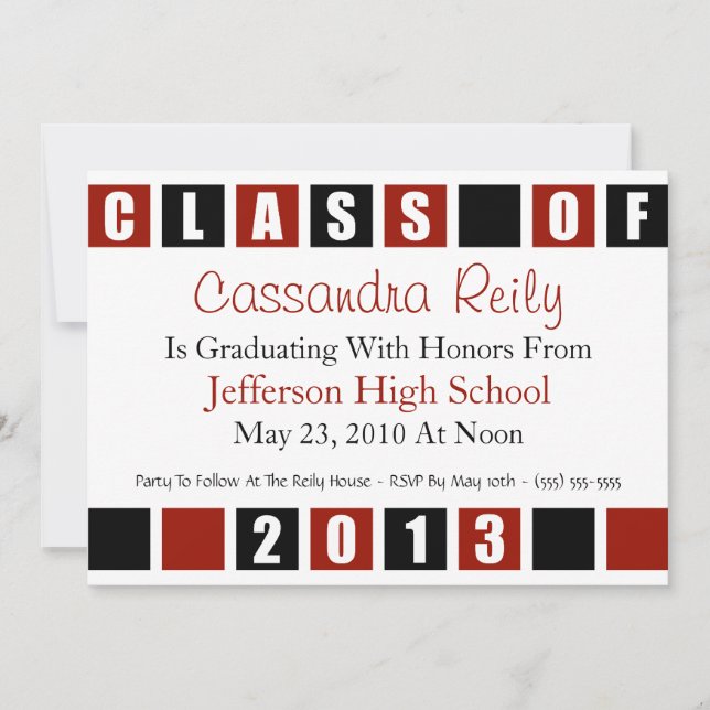 Invitation Classe D'Invitation 2013 (Maroon / Boîtes Noires) (Devant)