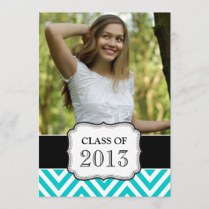 INVITATION CLASSE DIPLÔMÉE DE L'AQUA TURQUOISE CHEVRON 2013