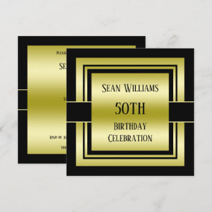 Invitation Classe d'or et de noir 50e fête d'anniversaire