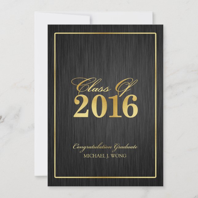Invitation Classe d'or moderne élégante de 2016 Graduation (Devant)