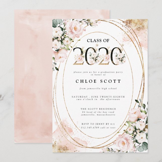 Invitation Classe d'or rose pâle 2020 (Devant / Derrière)