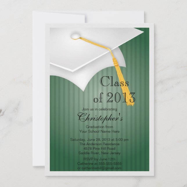 Invitation Classe du White Grad Casquette Grad Grad Party 201 (Devant)