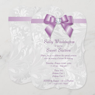 Invitation Classe Élégant Anniversaire Diamant Arc & Damassé