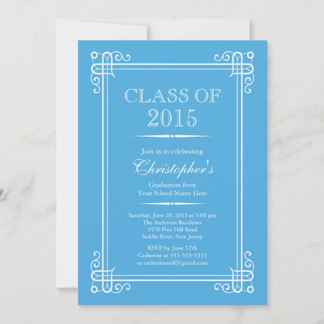 Invitation Classe Elegant Formal de 2015 Graduation Party (Devant)