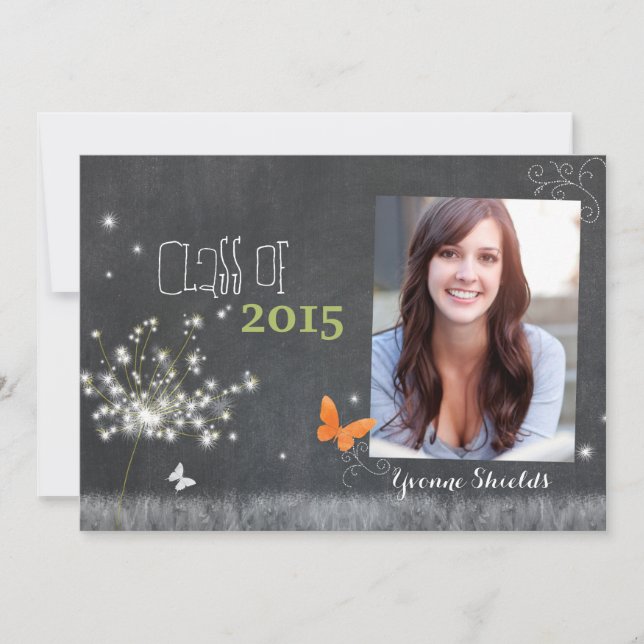Invitation Classe florale Chalkboard de 2015 (Devant)