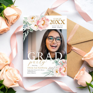 Invitation Classe florale élégante de 2023 Grad Party Invitat