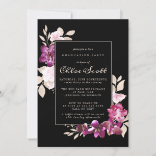 Invitation Classe florale rose de la fête de graduation 2021