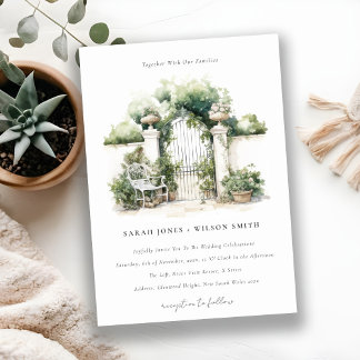 Invitation Classé Français Jardin Paysage Mariage d'aquarelle
