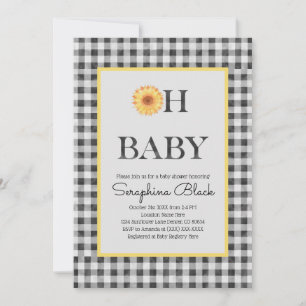Invitation Classé Jaune Et Noir Baby shower De Pique-Nique Ét