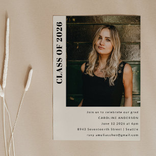 Invitation Classe moderne 2023 Cream Photo Graduation Party