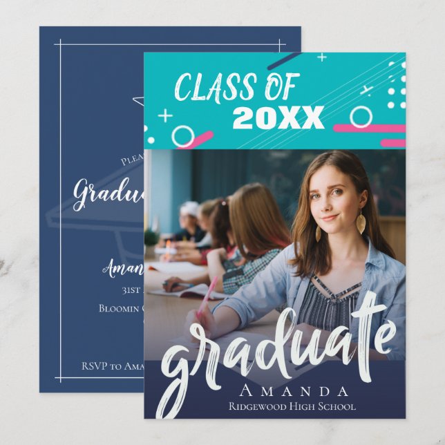 Invitation Classe Moderne Abstraite De 2025 Diplôme Photo (Devant / Derrière)