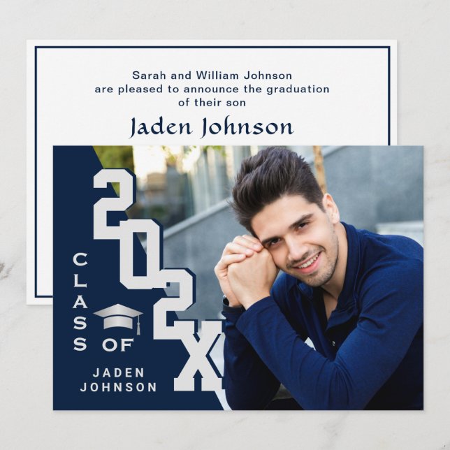Invitation Classe moderne de 2023 Grad PHOTO Grad Graduation  (Devant / Derrière)