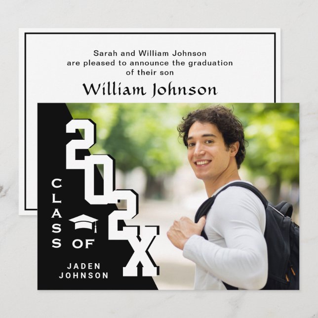 Invitation Classe moderne de 2023 Grad PHOTO Grad Graduation  (Devant / Derrière)